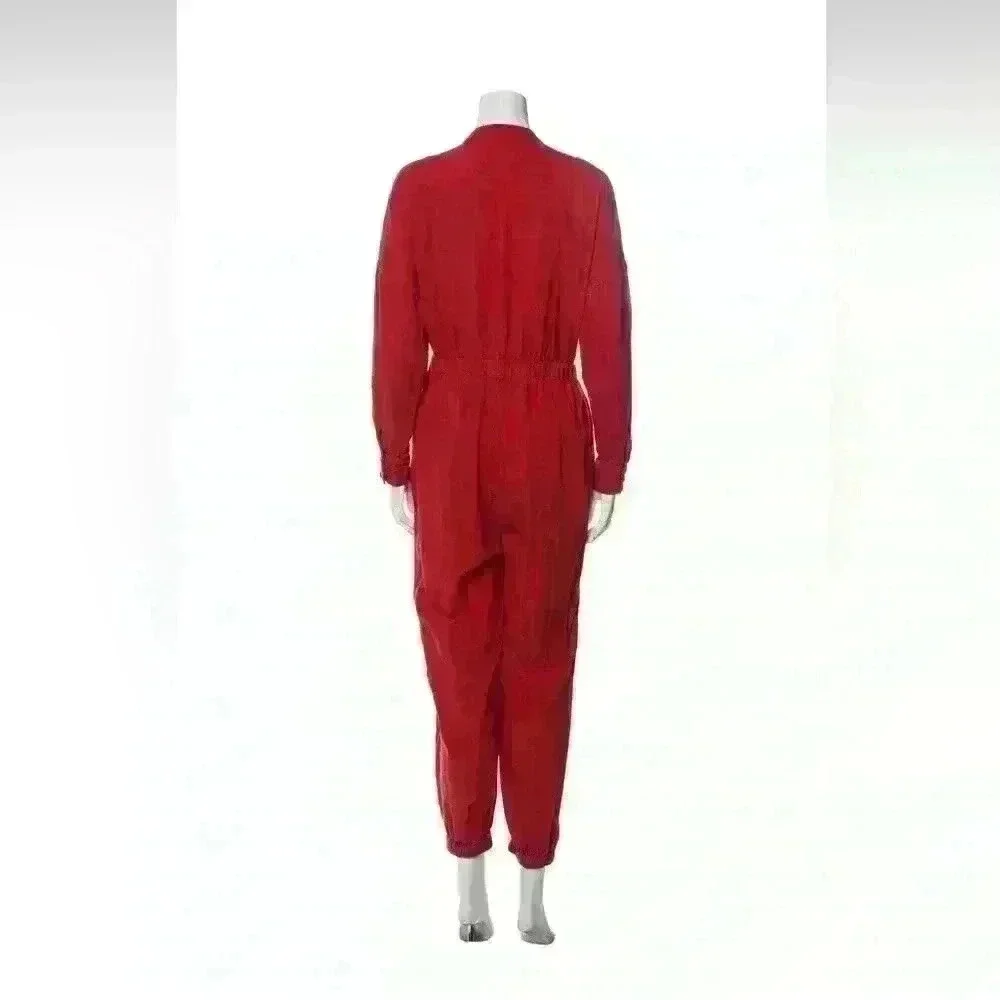 Heidi Merrill red jumpsuit- XL Red long sleeve crew neck concealed zipper front - Picture 3 of 9